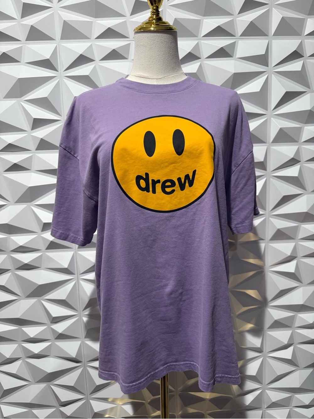 drew house Lilac Crewneck Sweatshirt with Black & Yellow Logo Justin Bieber Sz S